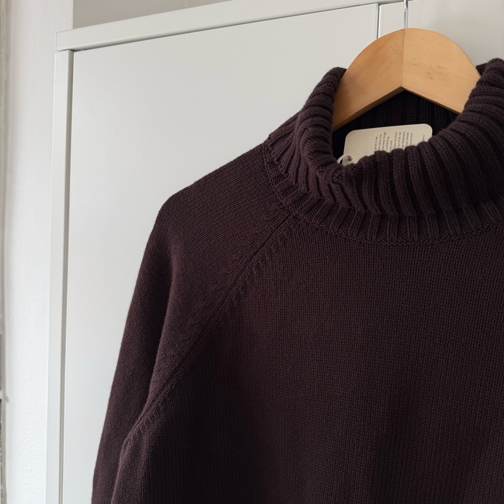 DONNI Cotton Cashmere Turtleneck Sweater in Espresso Brown - Picture 6 of 9